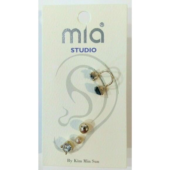 Ear Cuff Wrap No Pierce Earring with Gold Stud Earrings, 4 Pc Set Mia Collection - Picture 1 of 9